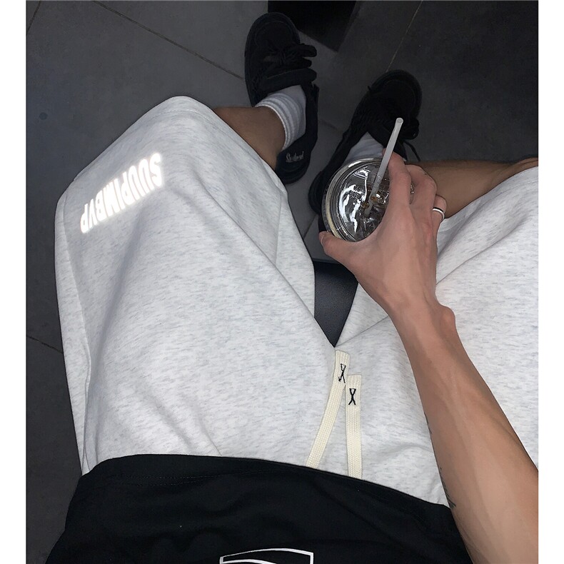 403-DK01-特P35 华棉320克高品质 发光印花大码短裤男运动卫裤图片