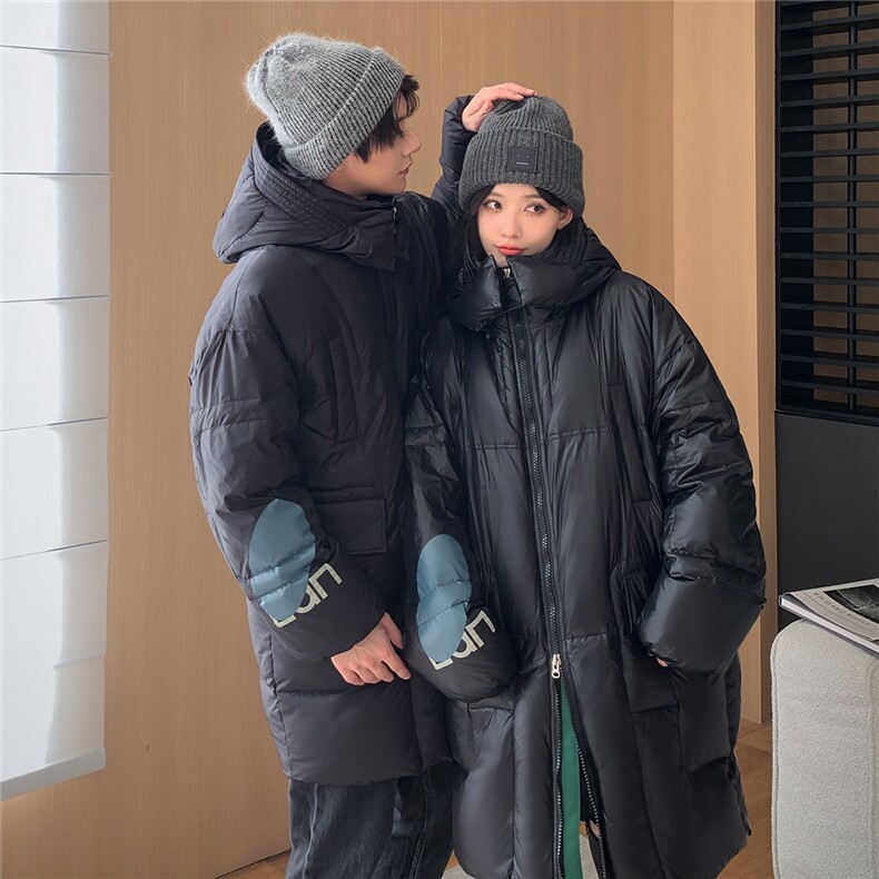 新款冬款加肥款男女中青年韩版情侣装羽绒服过膝长款羽绒外套大衣,男装羽绒服,钱塘723