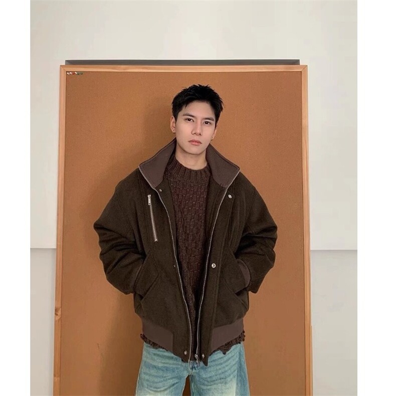 W9138-P100网图现货解构双拉链哈灵顿棉服加厚百搭流行潮流新款,男装棉衣,星座1608-2