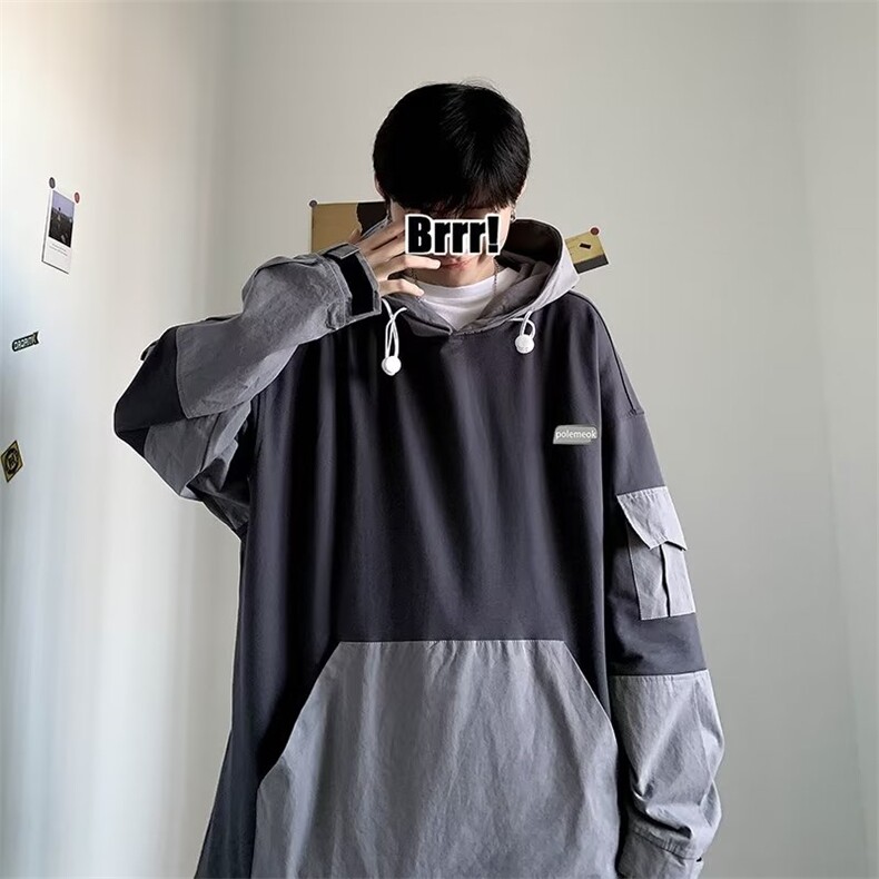 工装卫衣男韩版潮流拼色帅气2023春秋新款ins宽松外套WB018-P30,男装卫衣,星座412-2