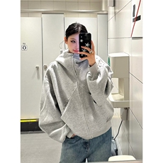 小众铆钉拼接杜宾犬连帽开衫卫衣男女，男装卫衣，星座410-7