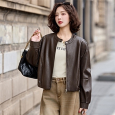 2026春装新款休闲时尚皮衣小外套机车服女装，女装皮衣，1C078