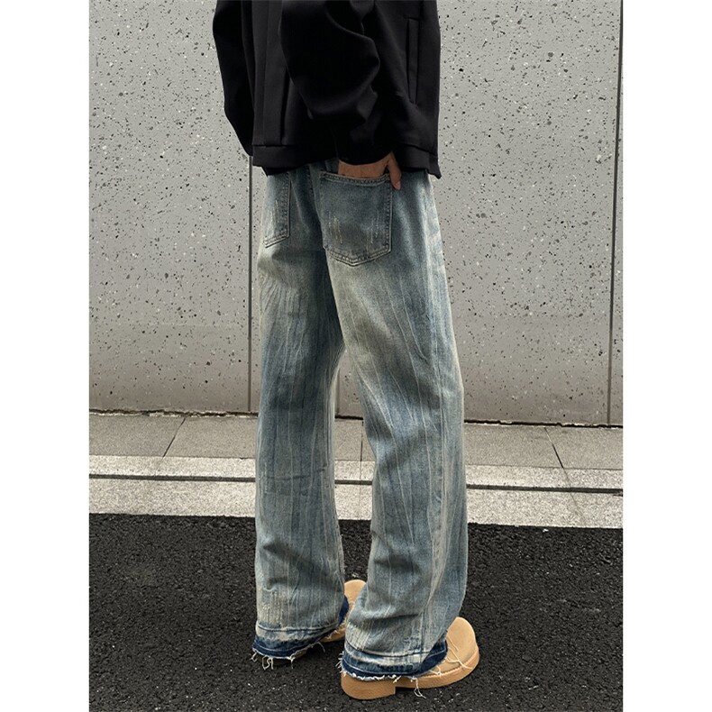 2025秋季新款外景美式猫须闪电纹牛仔裤M-5XLGK25976-P50,男装牛仔裤,电商A022
