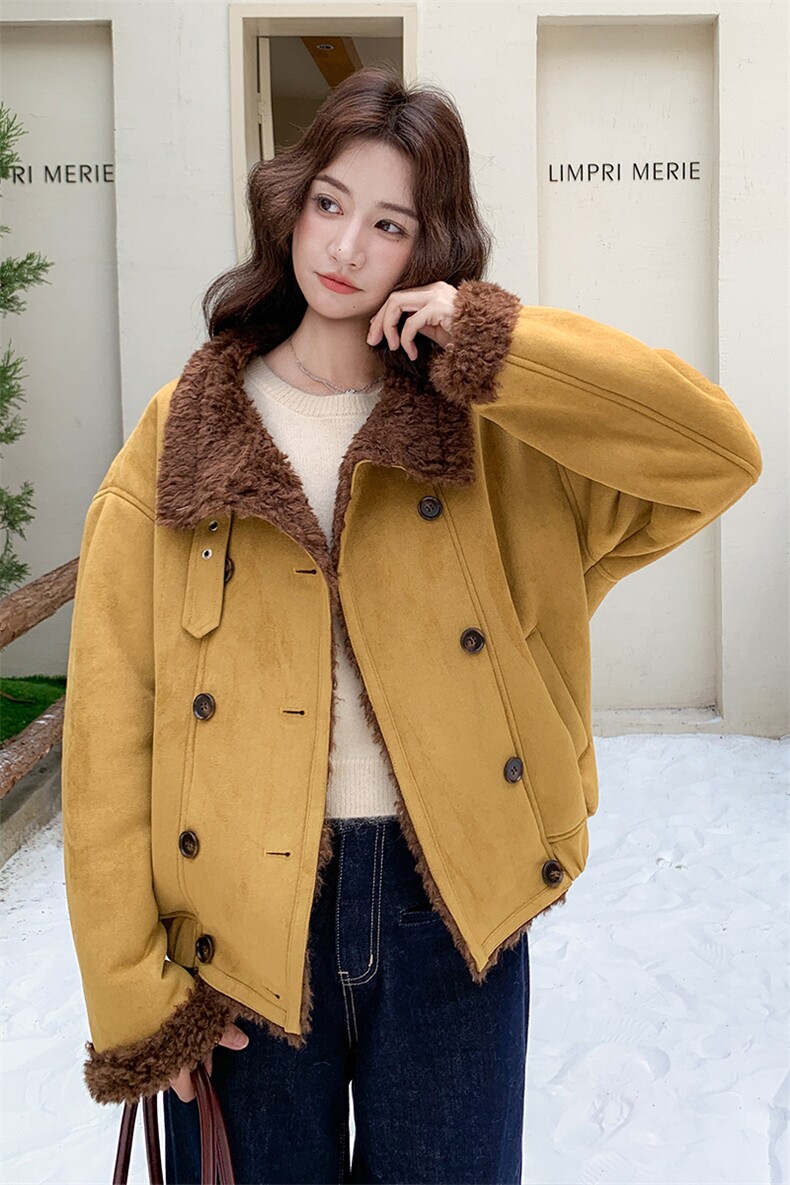 皮毛一体羊羔毛短外套2C317A-8537-P205-K288,女装短外套,2C317A