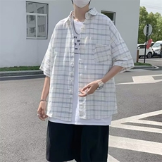 日系五分袖春夏季新款衬衫潮流慵懒男方领宽松型衬衫C61P30，男装衬衫，星座1116-2