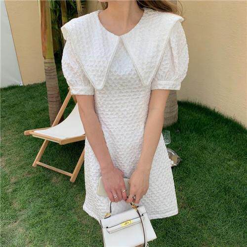 【现货】夏季新品娃娃领连衣裙，女装连衣裙，F/TU