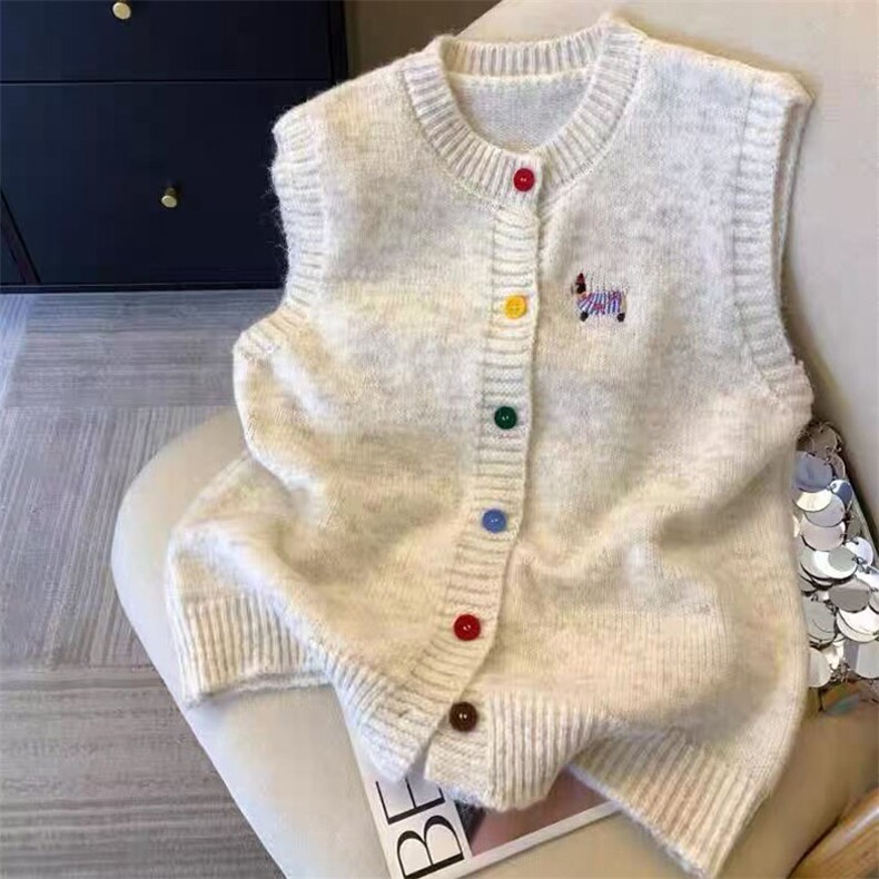 2025年秋季时尚百搭通勤简约休闲小狗刺绣马甲，女装马甲，萱芳婷羊绒