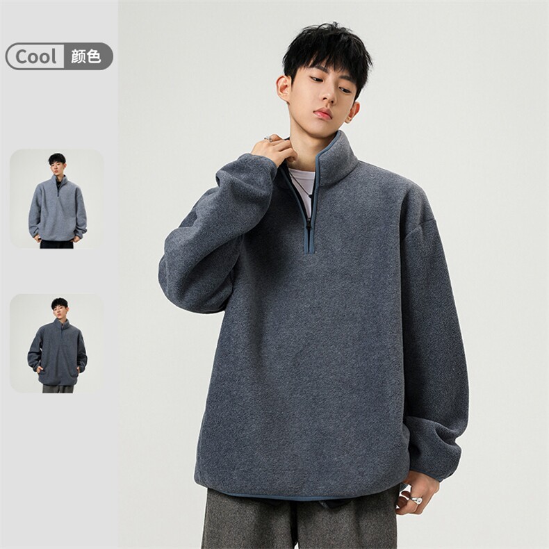 秋冬重磅加厚摇粒绒复合半拉链卫衣 W875特P58控98图片