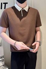 店主风社会小伙男拼接翻领简约POLO衫男休闲T恤301A-1/PL103/P50，男装T恤，星座301A-1