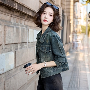 现货2025年女秋季新款时尚百搭牛仔外套图片