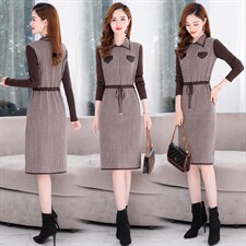 2021秋季新款时尚气质有女人味的毛衣连衣裙，女装连衣裙，金典明美