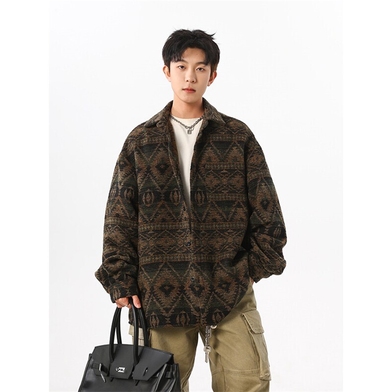 现货2025无影墙风提花流行中性百搭韩版外套衬衣W356-P65，男装衬衫，电商A170