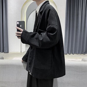 现货秋冬男款宽松帅气百搭潮流港风灯芯绒西装西服外套DM09-P65图片