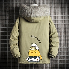MM48090-P130冬季大毛领衣男士大码加厚袄男服网格挂拍，男装棉衣，电商A040A