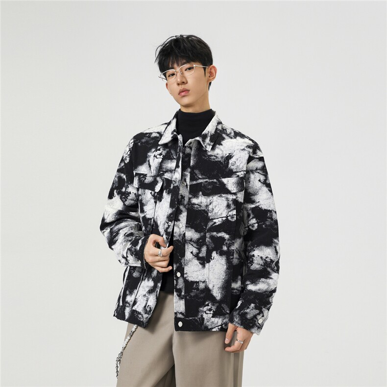 可二开定制扎染雾霾小香风面料大码M-5XL夹克男JK78082P79控128,男装夹克,星座226-1