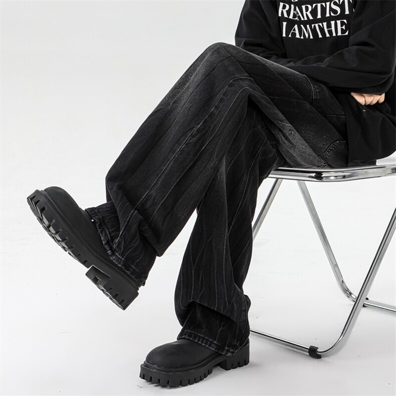 8XL-M高街做旧闪电纹牛仔裤大码潮牌美式复古扎染裤子NZ9006/P65,男装牛仔裤,电商B238