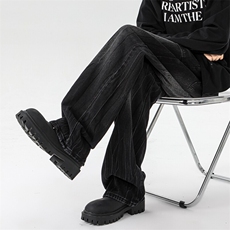 8XL-M高街做旧闪电纹牛仔裤大码潮牌美式复古扎染裤子NZ9006/P65，男装牛仔裤，电商B238