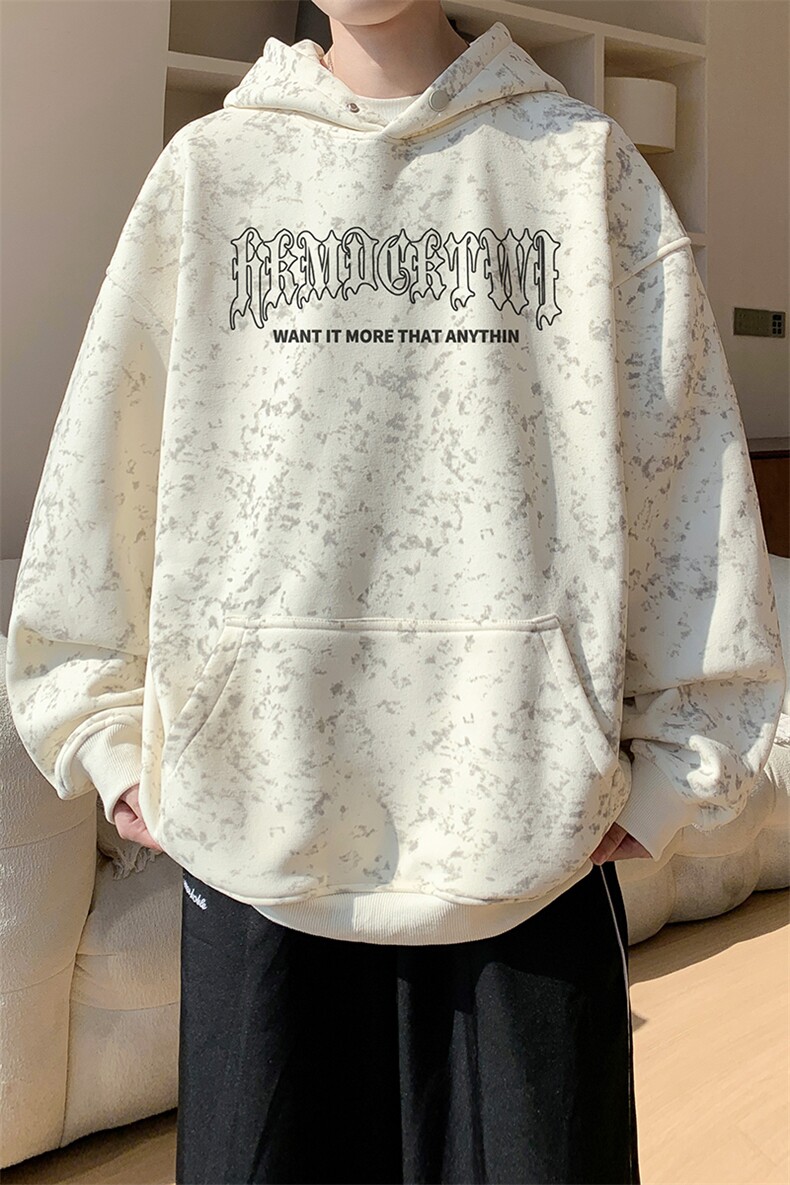 已注册/华棉秋冬内景扎染宽松连帽卫衣男大码WY00732/P45加绒P50,男装卫衣,电商B316