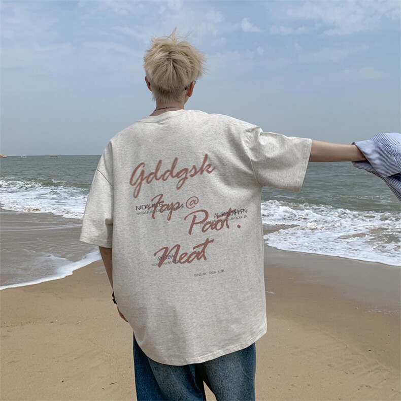 已注册/夏季外景模糊字母印花短袖T恤男宽松体恤打底衫DT6380/P25,男装T恤,电商B316