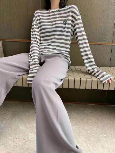 条纹长袖面膜防晒衣，女装，香榭丽舍