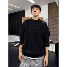 【】美式亨利领毛衣男女款冬季慵懒高级感针织衫SMY05P58，男装针织衫/毛衣，星座1112-1