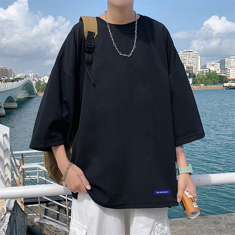 Q11202-P30春夏季七分袖t恤男大码五分袖男短袖中袖,男装T恤,电商A040