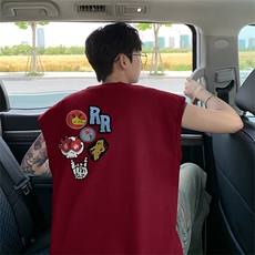 可48小时发货支持抖音得物来样二开240克重磅美式纯棉背心无袖t恤，男装T恤，电商A486