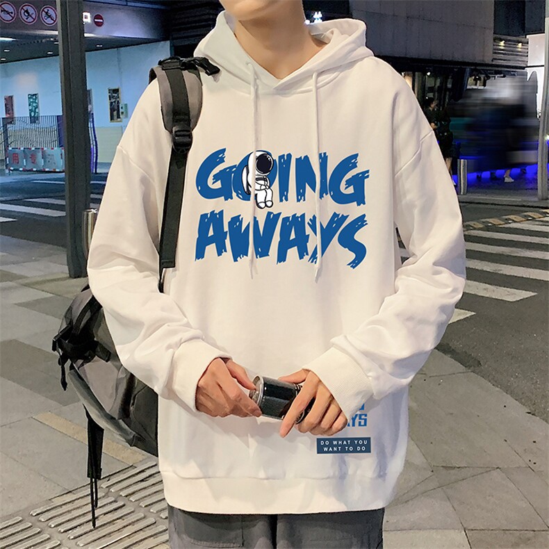 WY2230-P35 纯棉连帽卫衣男大码运动帽衫宽松薄外套男图片