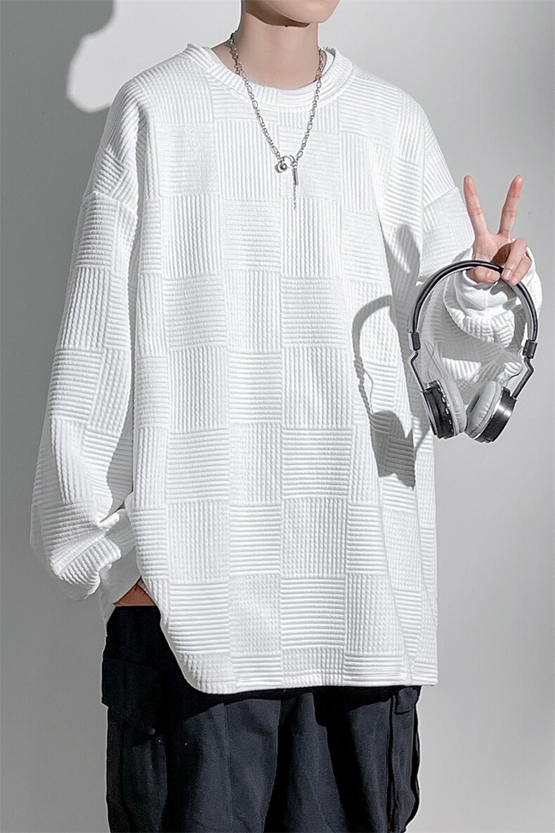 1纯色方格花纹大码M-5XL卫衣男聚酯纤维95%氨纶5%WY77050P38控58,男装卫衣,星座226-2
