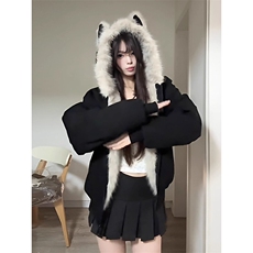 现货重磅硬挺boxy羽绒棉衣座山雕猫耳大毛毛领麂皮棉服冬外套，男装棉衣，电商A486