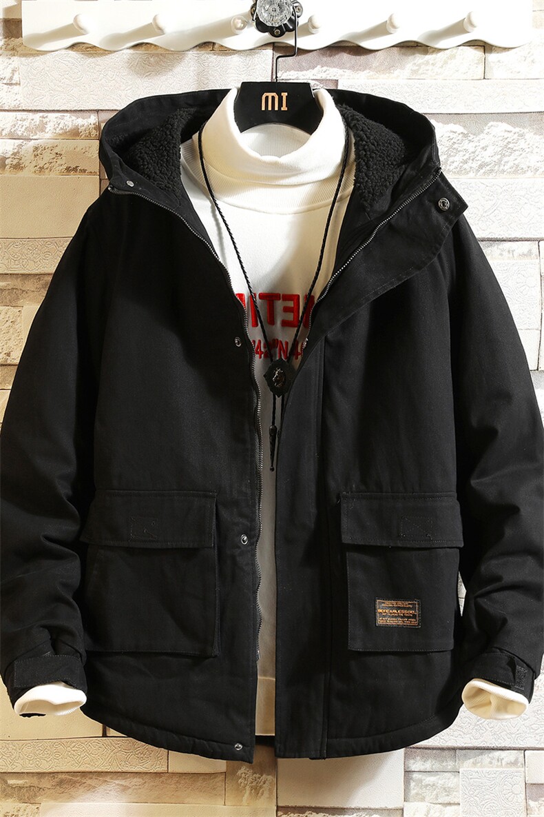 2023冬款砖墙挂拍大码连帽宽松羊羔毛棉衣外套J9071-P105,男装棉衣,电商A082