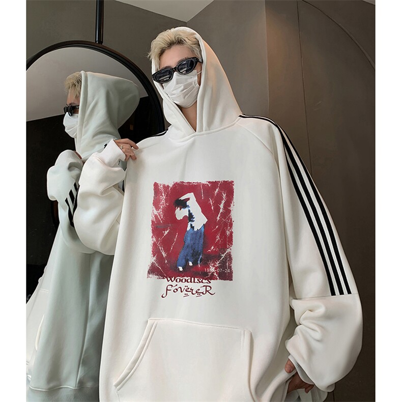 抖音得物供货提供视频秋冬重磅美式宽松织带连帽卫衣0458,男装卫衣,电商A486