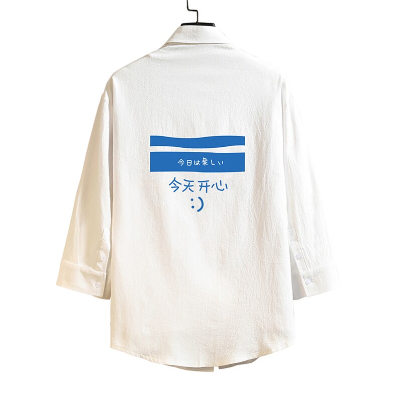 QC58033-P45亚七分袖衬衫男大码五分袖衬衣男短袖砖墙挂拍,男装衬衫,电商A040A