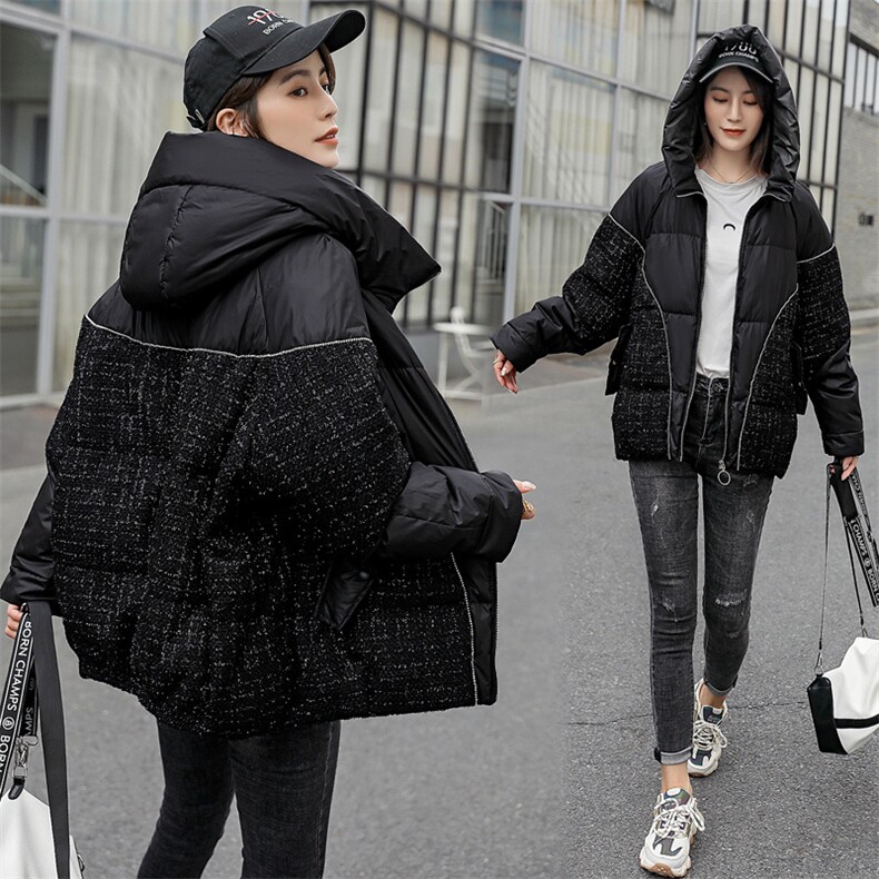 2020冬季新款气质高领连帽短款羽绒服连帽舒适羽绒外套,女装羽绒服,深水步