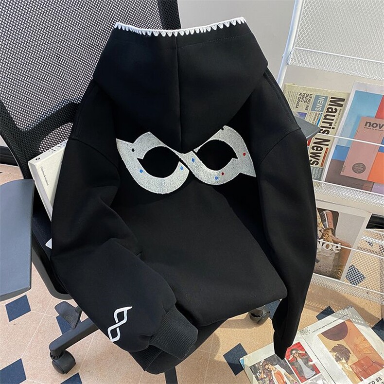 万针刺绣结构设计重磅秋冬全棉高品质美式高街连帽卫衣外套Y7687,男装卫衣,电商A486
