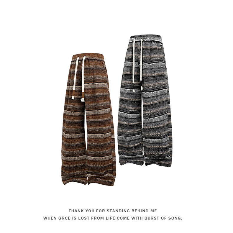 特批P38无差价秋季美式复古毛呢条纹慵懒风直筒拖地休闲裤男K5778，男装休闲裤，电商A001