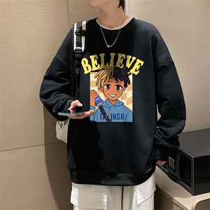S6271-P28秋季圆领卫衣男大码韩版宽松长袖外套