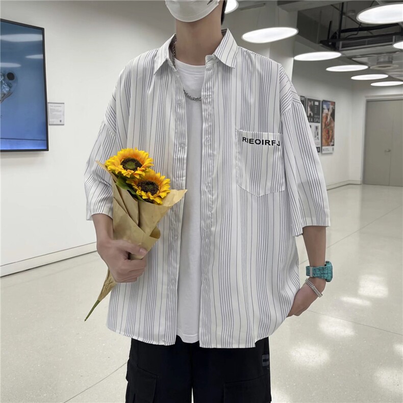 短袖衬衫春款男港风潮流C27P33图片