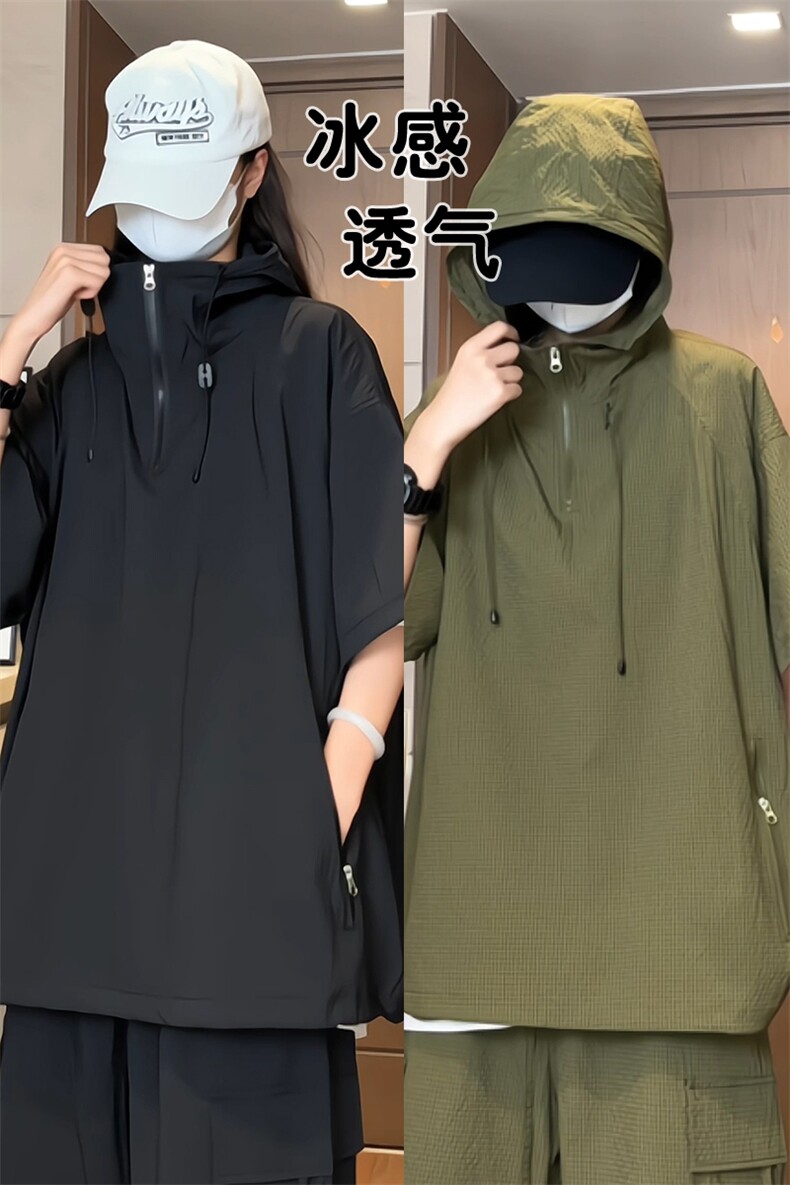 量大优供视频泡泡纱夏款连帽短袖t恤男CP73-特p35,男装T恤,电商B371