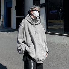 港风鹿皮绒卫衣潮流外套ins秋季宽松百搭连帽上衣WY0772-P65，男装卫衣，星座308B-2