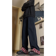 加长版裤子男高个子拼接卷边格子188cm110牛仔裤KZ011P65加绒75，男装牛仔裤，电商B312