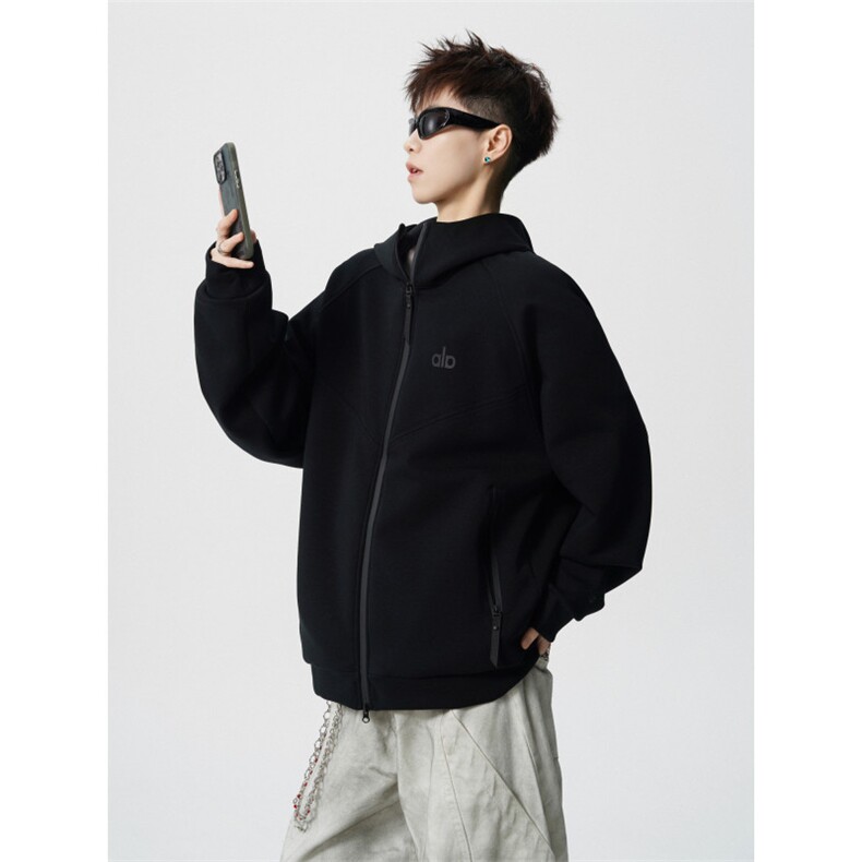 706-1-LK8255-P75现货秋季男士痞帅刺绣黑色卫衣开衫休闲外套,女装短外套,星座706