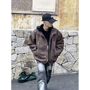美式复古做旧PU皮衣棉服女2024新款冬季夹棉加厚棉衣CP128-P89图片