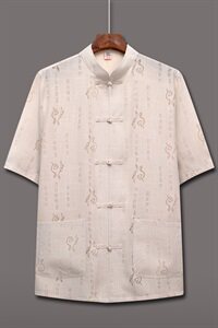 款唐装衬衫787/爸爸唐装衬衣中国风民族服装短袖中老年夏装图片