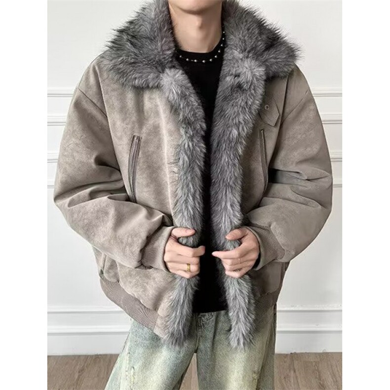美式复古座山雕翻领毛领棉服男女冬季派克服棉衣外套 M8245图片