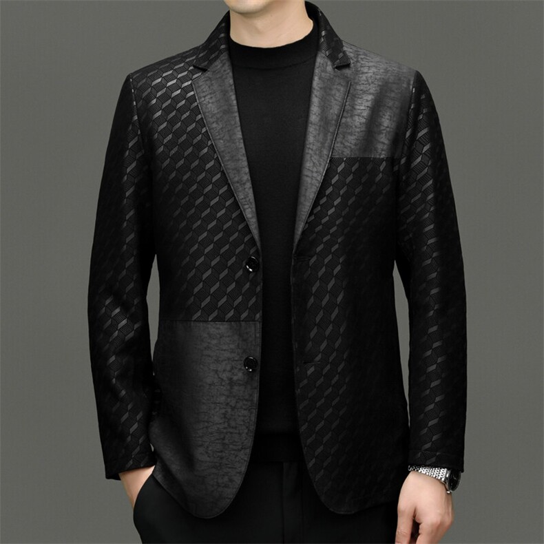 BG88081春秋新款男士海宁皮衣西服夹克绵羊皮真皮皮衣男西装,男装夹克,电商B360