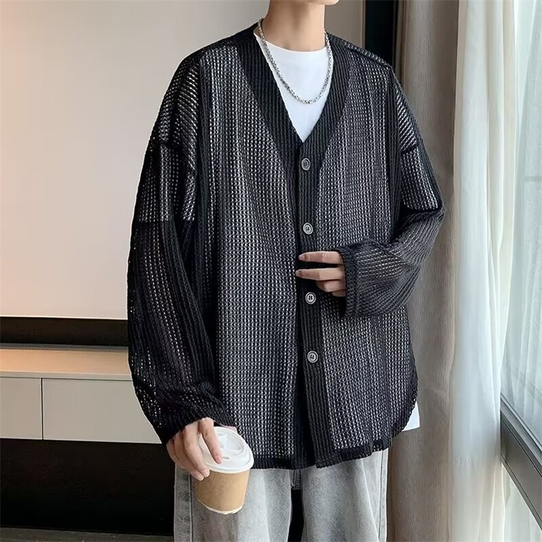 秋季新款复古小众慵懒风宽松镂空针织衫春秋长袖毛衣外套上衣男,男装针织衫/毛衣,星座1013