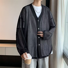 秋季新款复古小众慵懒风宽松镂空针织衫春秋长袖毛衣外套上衣男，男装针织衫/毛衣，星座1013