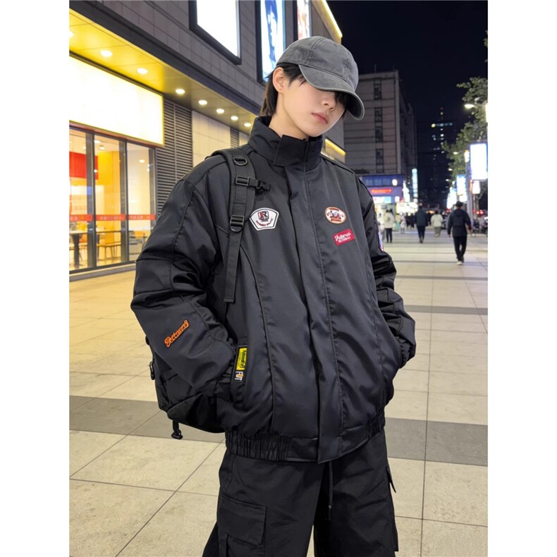 徽章刺绣常规款防风夹克潮牌解析立领机车服HHD601 P69图片