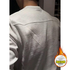 重磅加绒硬挺boxy男女美式高街蜂窝华夫格刺绣圆领长袖卫衣打底衫，男装T恤，电商A486